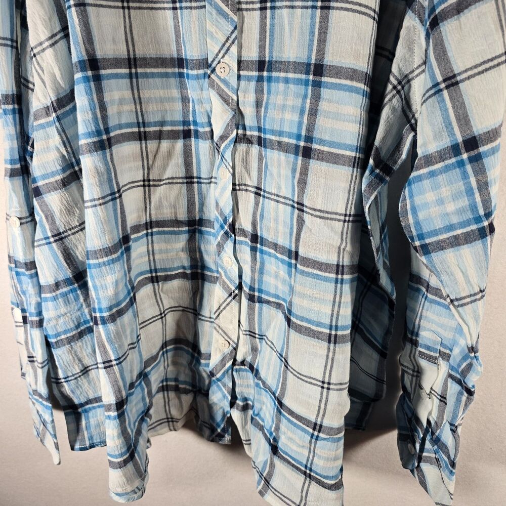 North River Outfitters Womens Size 2XL Plaid Button Down Shirt Blue Gray New - Picture 5 of 13